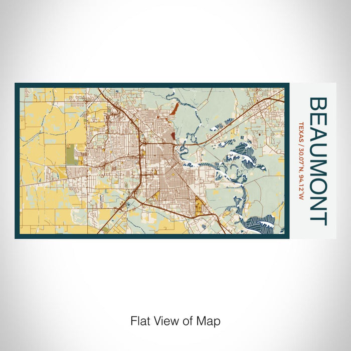 Rendered View of Beaumont Texas Map on 17oz Stainless Steel Insulated Bottle with printed woodblock style map