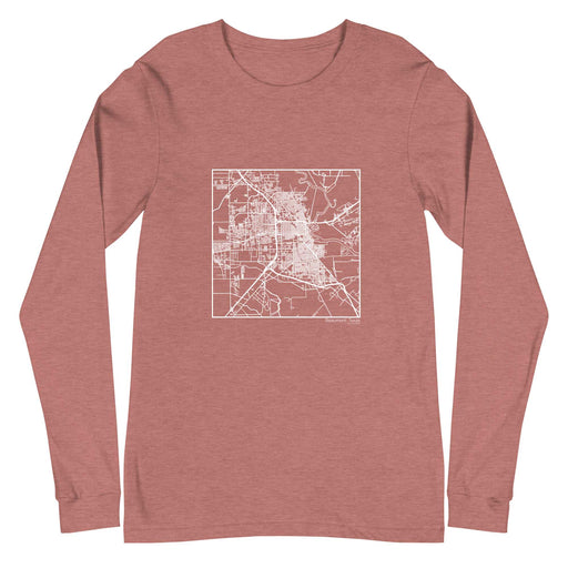 Beaumont Texas  Map Unisex Long-Sleeve T-shirt with City inscription in Heather Mauve