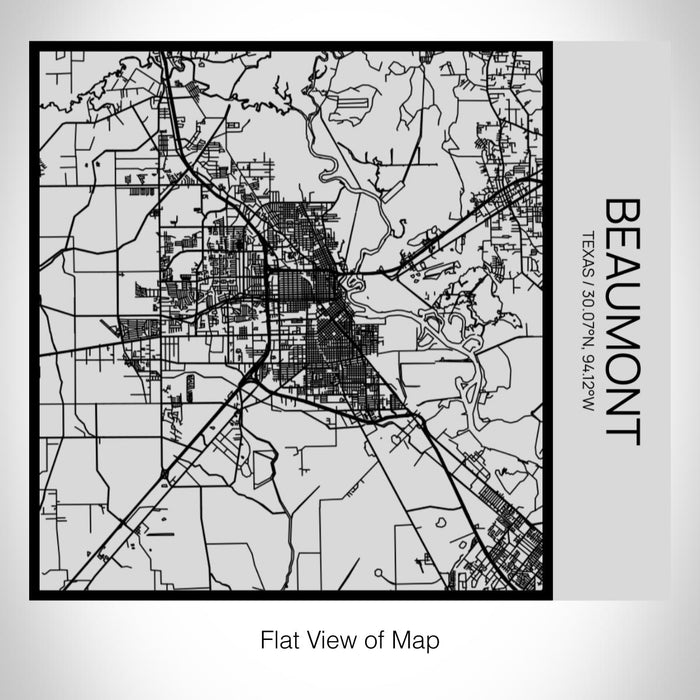 Rendered View of Beaumont Texas Map on 17oz Stainless Steel Insulated Tumbler in Tactile Lines with Succulent in Background
