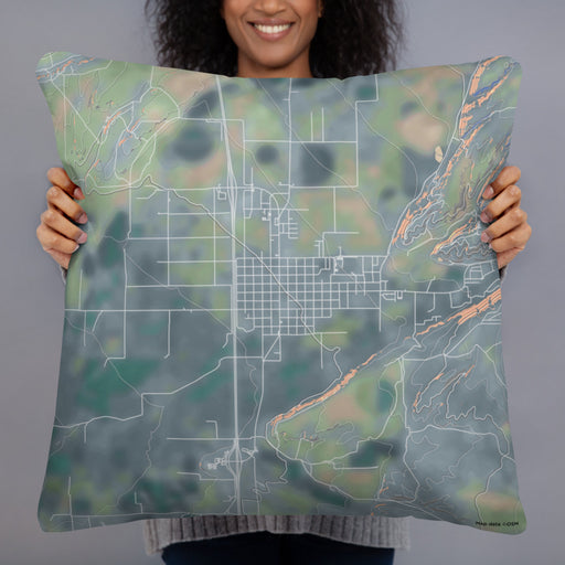 Person holding 22x22 Custom Beaver Utah Map Throw Pillow in Afternoon