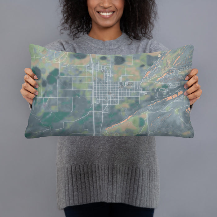 Person holding 20x12 Custom Beaver Utah Map Throw Pillow in Afternoon