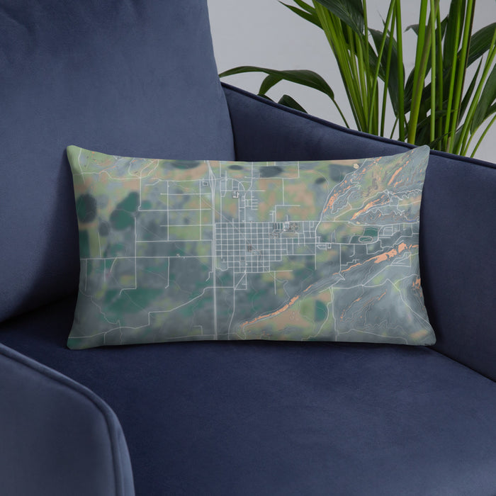 Custom Beaver Utah Map Throw Pillow in Afternoon on Blue Colored Chair