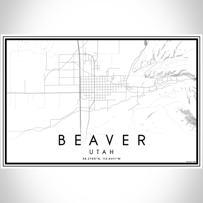 Beaver Utah Map Print Landscape Orientation in Classic Style With Shaded Background