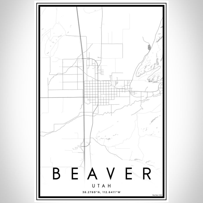 Beaver Utah Map Print Portrait Orientation in Classic Style With Shaded Background