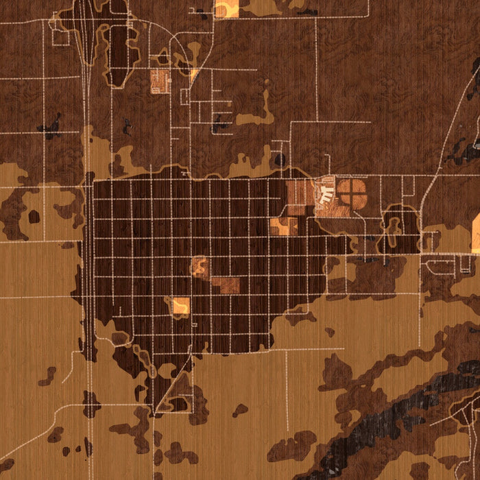 Beaver Utah Map Print in Ember Style Zoomed In Close Up Showing Details