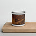 Front View Custom Beaver Utah Map Enamel Mug in Ember on Cutting Board