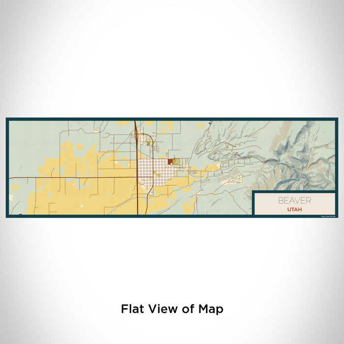 Flat View of Map Custom Beaver Utah Map Enamel Mug in Woodblock