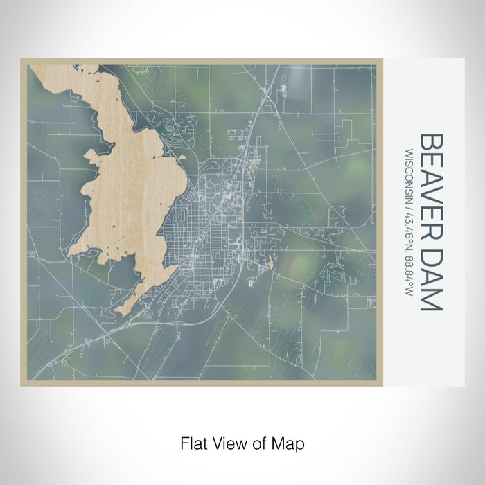 Rendered View of Beaver Dam Wisconsin Map on 20oz Stainless Steel Insulated Bottle with Bamboo Top with printed afternoon style map