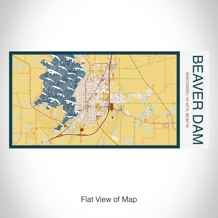 Rendered View of Beaver Dam Wisconsin Map on 17oz Stainless Steel Insulated Bottle with printed woodblock style map
