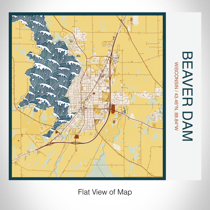 Rendered View of Beaver Dam Wisconsin Map on 17oz Stainless Steel Insulated Tumbler in Woodblock Map Style