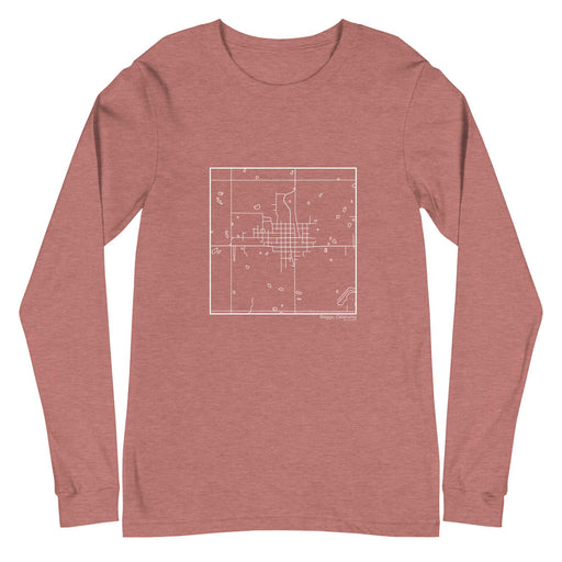 Beggs Oklahoma  Map Unisex Long-Sleeve T-shirt with City inscription in Heather Mauve