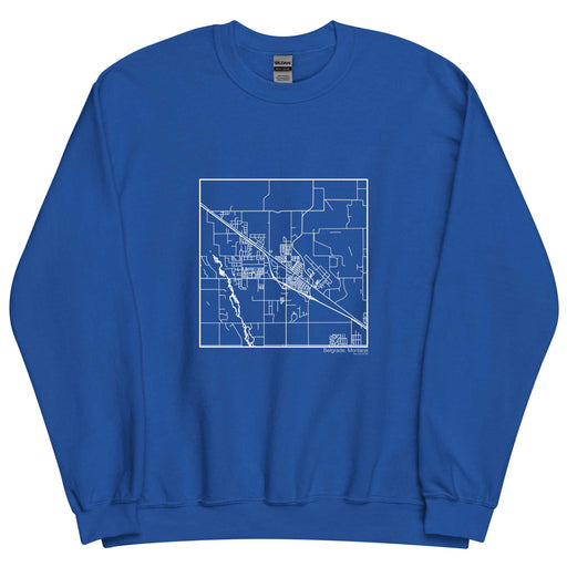 Belgrade Montana  Map Unisex Crewneck Sweater with City inscription in Royal Blue