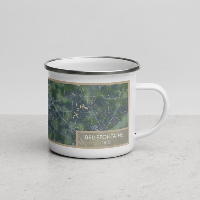 Right View Custom Bellefontaine Ohio Map Enamel Mug in Afternoon