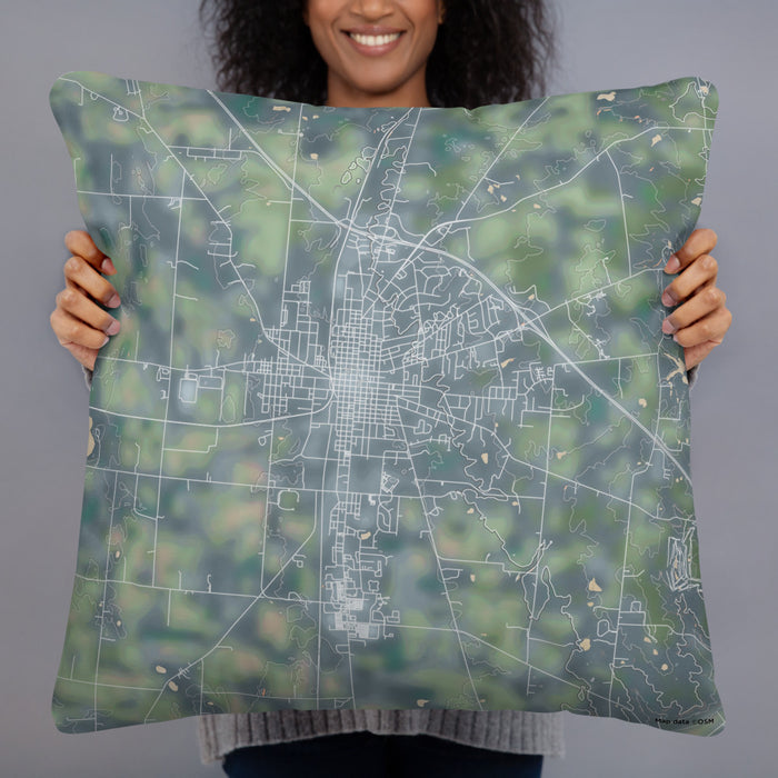 Person holding 22x22 Custom Bellefontaine Ohio Map Throw Pillow in Afternoon