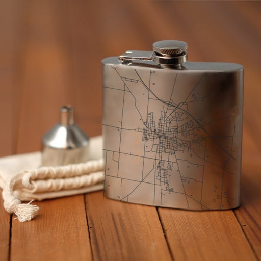 Bellefontaine Ohio Custom Engraved City Map Inscription Coordinates on 6oz Stainless Steel Flask