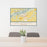 24x36 Belle Plaine Minnesota Map Print Lanscape Orientation in Woodblock Style Behind 2 Chairs Table and Potted Plant