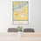 24x36 Belle Plaine Minnesota Map Print Portrait Orientation in Woodblock Style Behind 2 Chairs Table and Potted Plant