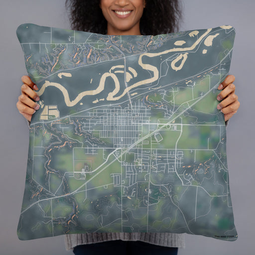 Person holding 22x22 Custom Belle Plaine Minnesota Map Throw Pillow in Afternoon