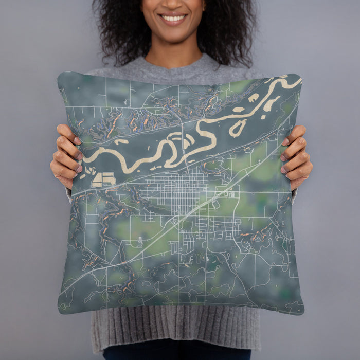 Person holding 18x18 Custom Belle Plaine Minnesota Map Throw Pillow in Afternoon