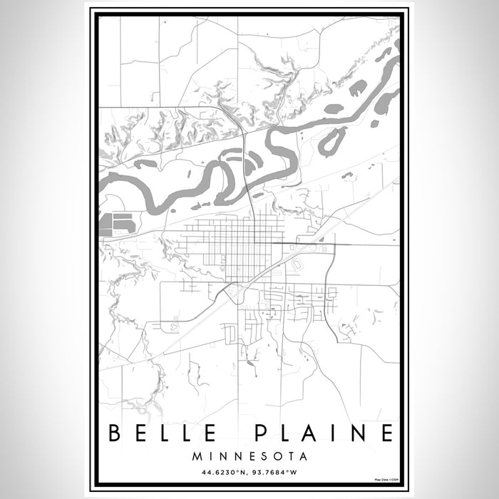 Belle Plaine Minnesota Map Print Portrait Orientation in Classic Style With Shaded Background