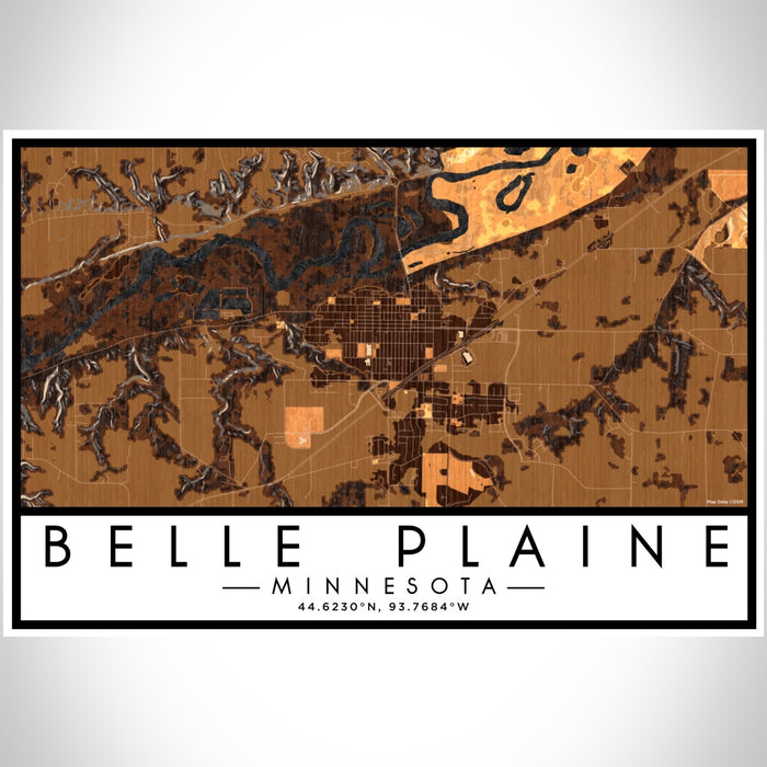 Belle Plaine Minnesota Map Print Landscape Orientation in Ember Style With Shaded Background