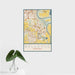 16x24 Bellevue Nebraska Map Print Portrait Orientation in Woodblock Style With Tropical Plant Leaves in Water