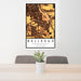 24x36 Bellevue Nebraska Map Print Portrait Orientation in Ember Style Behind 2 Chairs Table and Potted Plant