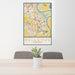 24x36 Bellevue Nebraska Map Print Portrait Orientation in Woodblock Style Behind 2 Chairs Table and Potted Plant