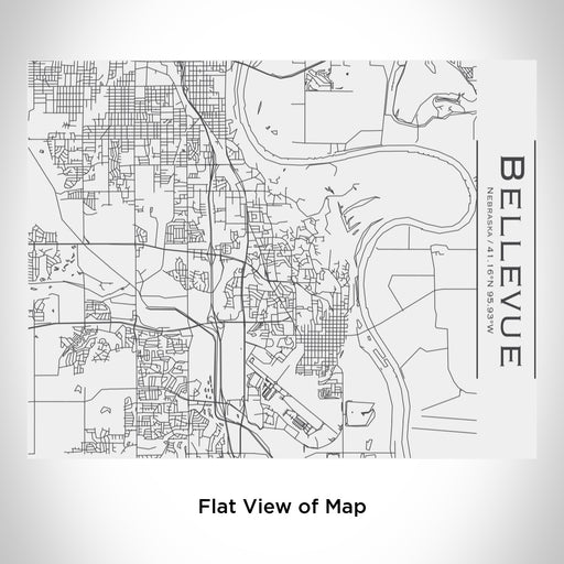 Rendered View of Bellevue Nebraska Map on 20oz Stainless Steel Insulated Bottle with Bamboo Top in White