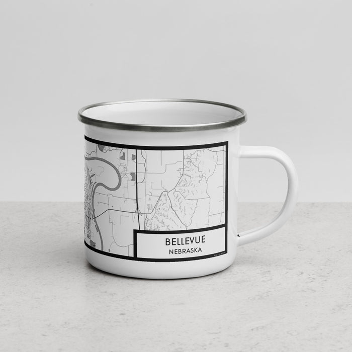 Right View Custom Bellevue Nebraska Map Enamel Mug in Classic