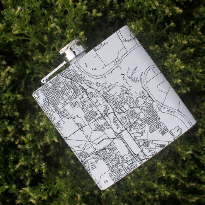 Bellevue Nebraska Custom City Map Inscription Coordinates on 6oz Stainless Steel Flask in White