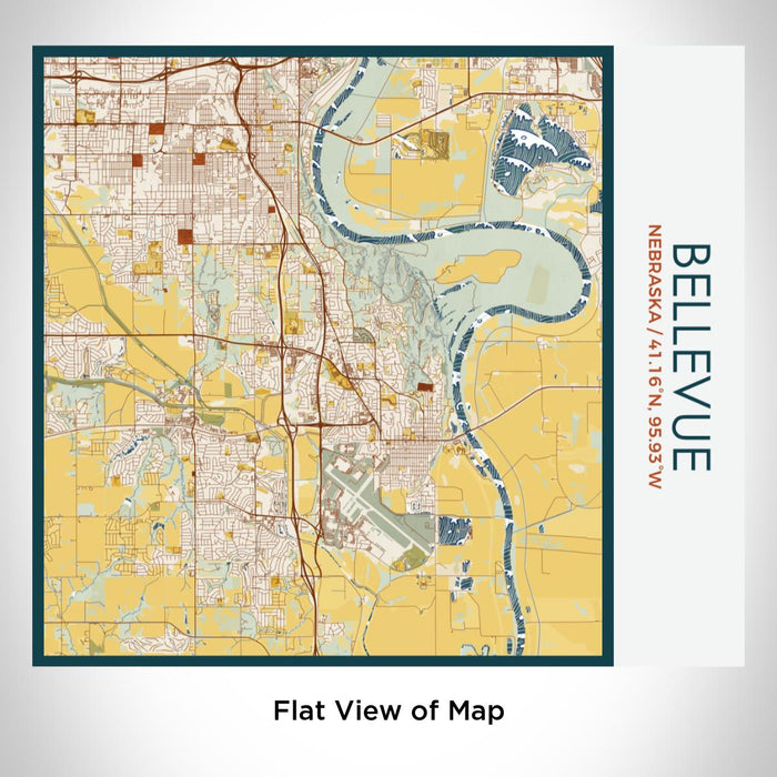 Rendered View of Bellevue Nebraska Map on 17oz Stainless Steel Insulated Tumbler in Woodblock Map Style