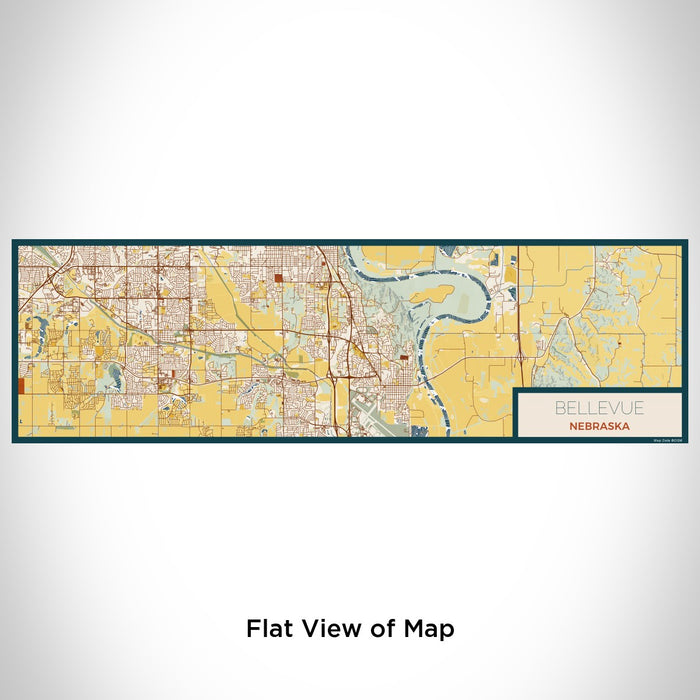 Flat View of Map Custom Bellevue Nebraska Map Enamel Mug in Woodblock