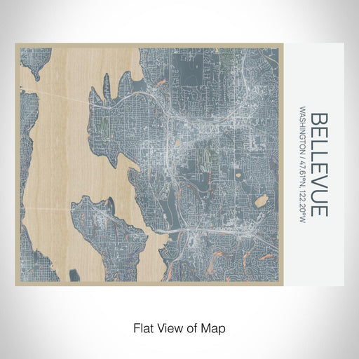 Rendered View of Bellevue Washington Map on 20oz Stainless Steel Insulated Bottle with Bamboo Top with printed afternoon style map