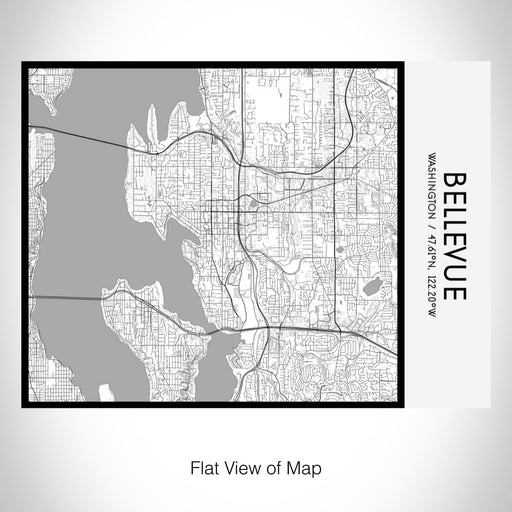 Rendered View of Bellevue Washington Map on 20oz Stainless Steel Insulated Bottle with Bamboo Top with printed classic style map