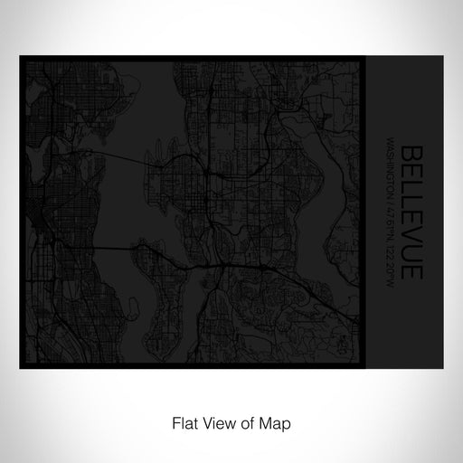 Rendered View of Bellevue Washington Map on 20oz Stainless Steel Insulated Bottle with Bamboo Top in Matte Black with printed Tactile Lines Map in Black