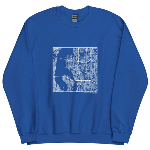 Bellevue Washington  Map Unisex Crewneck Sweater with City inscription in Royal Blue