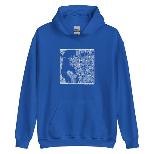 Bellevue Washington  Map Unisex Hoodie Sweater with City inscription in Royal Blue