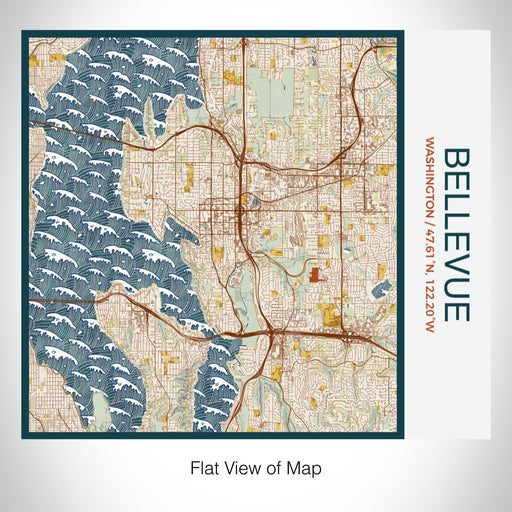 Rendered View of Bellevue Washington Map on 17oz Stainless Steel Insulated Tumbler in Woodblock Map Style
