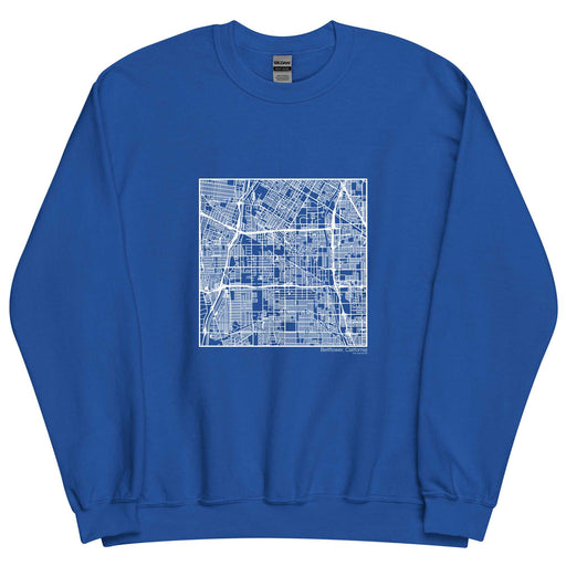 Bellflower California  Map Unisex Crewneck Sweater with City inscription in Royal Blue