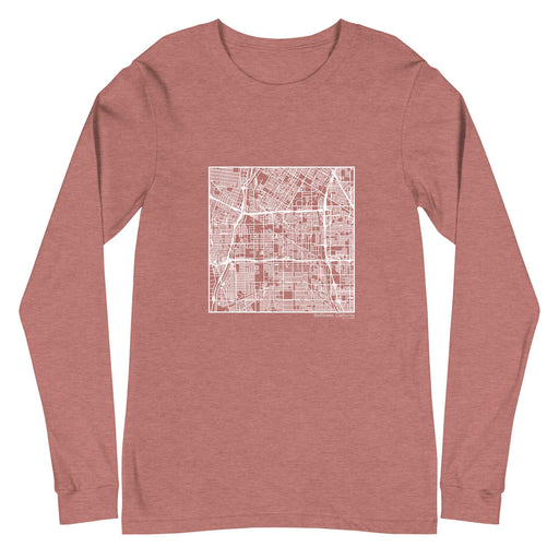 Bellflower California  Map Unisex Long-Sleeve T-shirt with City inscription in Heather Mauve