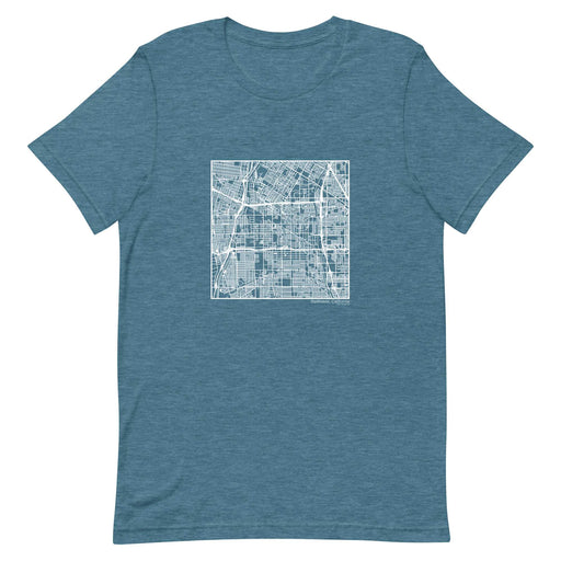 Bellflower California  Map Unisex T-Shirt with City inscription in Heather Teal