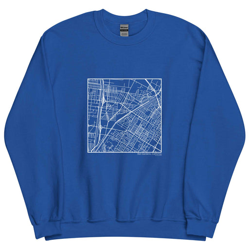 Bell Gardens California  Map Unisex Crewneck Sweater with City inscription in Royal Blue