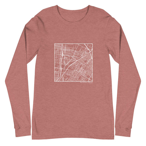 Bell Gardens California  Map Unisex Long-Sleeve T-shirt with City inscription in Heather Mauve