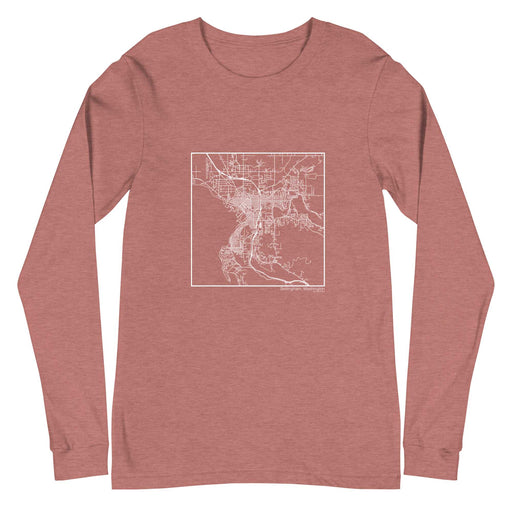 Bellingham Washington  Map Unisex Long-Sleeve T-shirt with City inscription in Heather Mauve