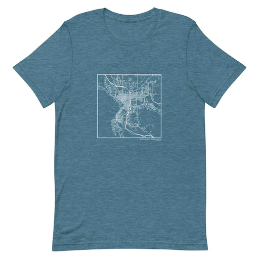 Bellingham Washington  Map Unisex T-Shirt with City inscription in Heather Teal