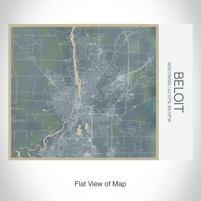 Rendered View of Beloit Wisconsin Map on 20oz Stainless Steel Insulated Bottle with Bamboo Top with printed afternoon style map