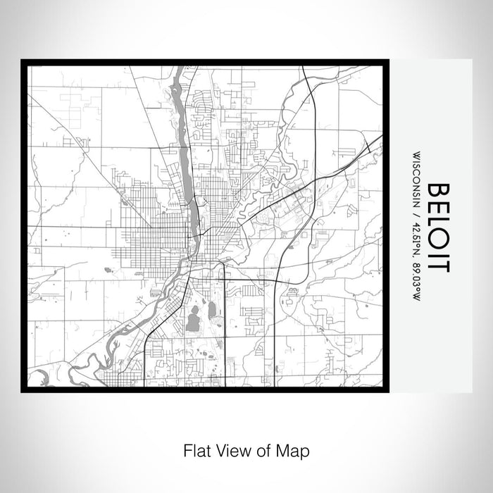Rendered View of Beloit Wisconsin Map on 20oz Stainless Steel Insulated Bottle with Bamboo Top with printed classic style map
