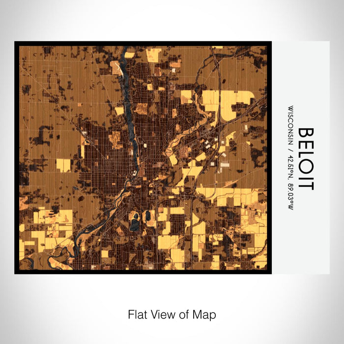 Rendered View of Beloit Wisconsin Map on 20oz Stainless Steel Insulated Bottle with Bamboo Top with printed ember style map