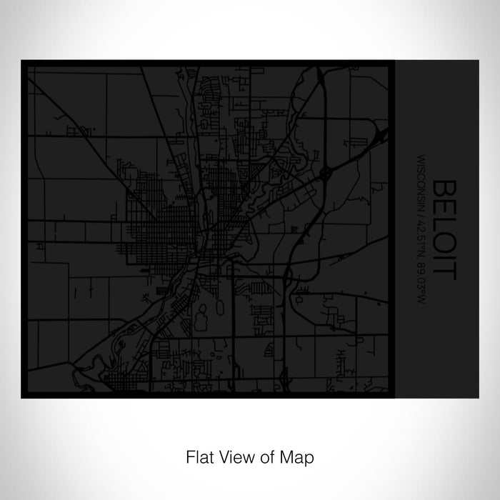Rendered View of Beloit Wisconsin Map on 20oz Stainless Steel Insulated Bottle with Bamboo Top in Matte Black with printed Tactile Lines Map in Black